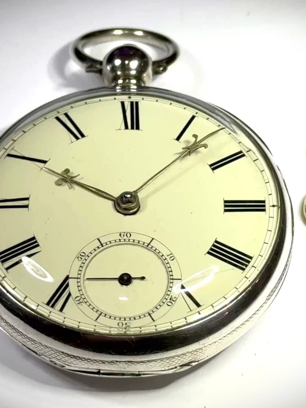 Solid Sterling Silver Pocket Watch Fusee,Serviced Run